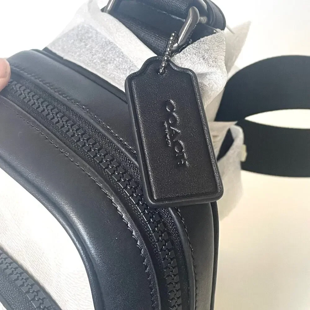 Coach Racer Sling Pack CV763 Black Chalk Signature Canvas Crossbody